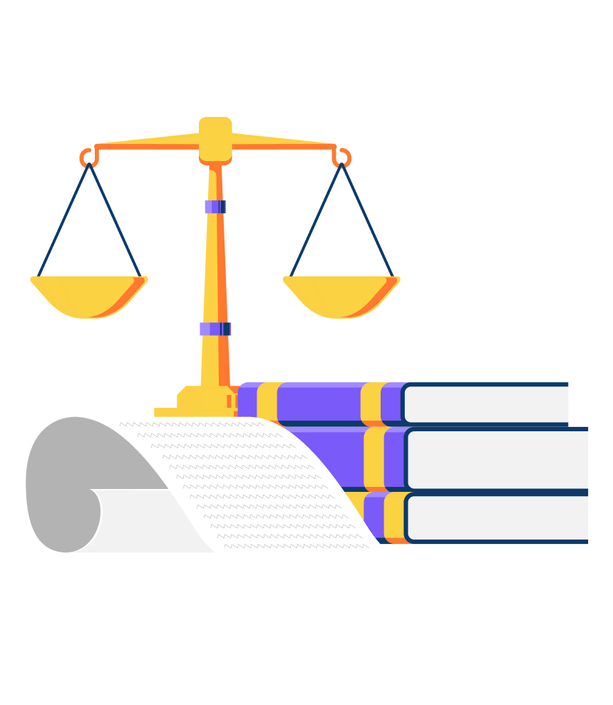 Legal scales and books illustration